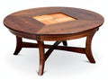 **Technische titel in het Nederlands: "Ronde Houten Salontafel met Gecombineerd Houtontwerp"**