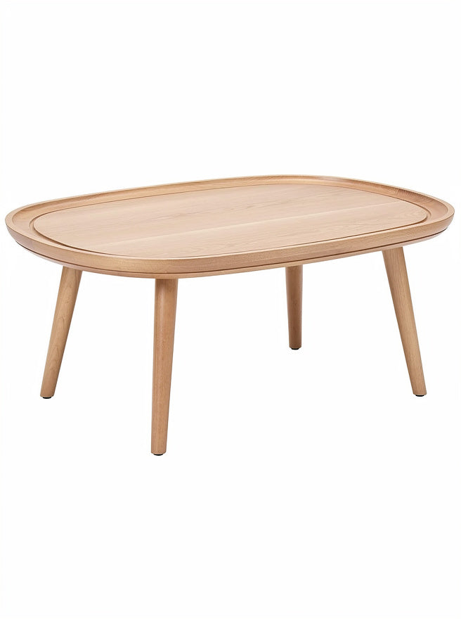 Technische titel in het Nederlands: **Eettafel van eikenhout met afgeronde hoeken en verhoogde rand**