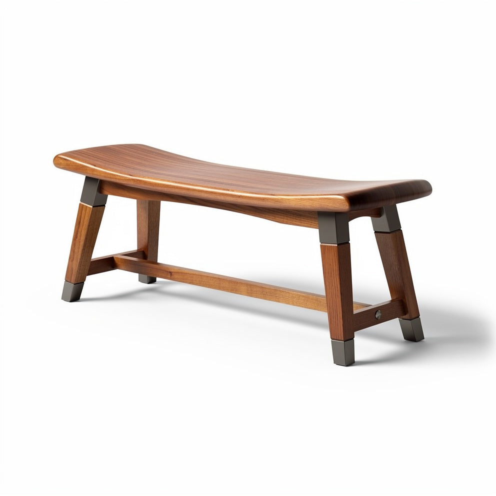 Technische titel in het Nederlands: **Modern houten bankje met gebogen zitting**